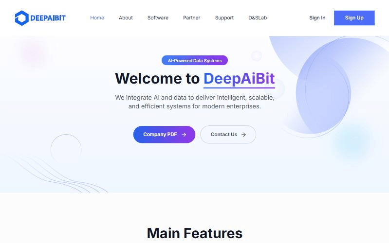 DeepAiBit : capture d’écran de la page d’accueil